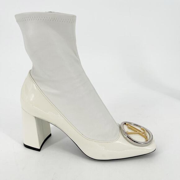 Louis Vuitton White Patent Leather Madeleine Ankle Sock Boot Logo size IT 37.5 - Picture 3 of 14
